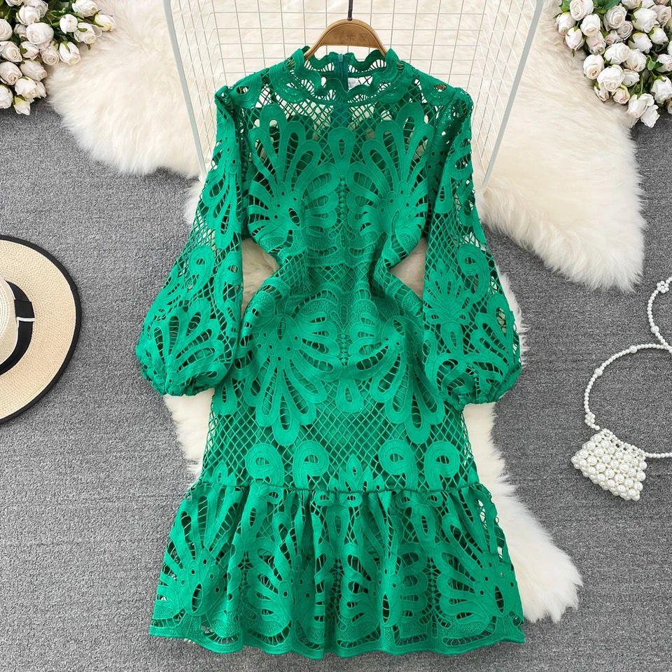 Buy Glenda Lace Lined Bishop Sleeve Dress for Women Online in India | a ...