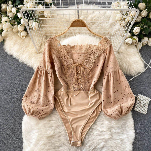 seek the label womens lace beige peach bodysuit lingerie - size