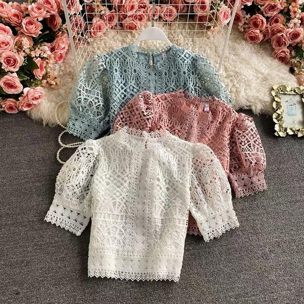 Buy Crochet Long Sleeve Top, Handmade Summer Top, Crochet Vintage Style  Blouse, Handmade Long Sleeve. Online in India 